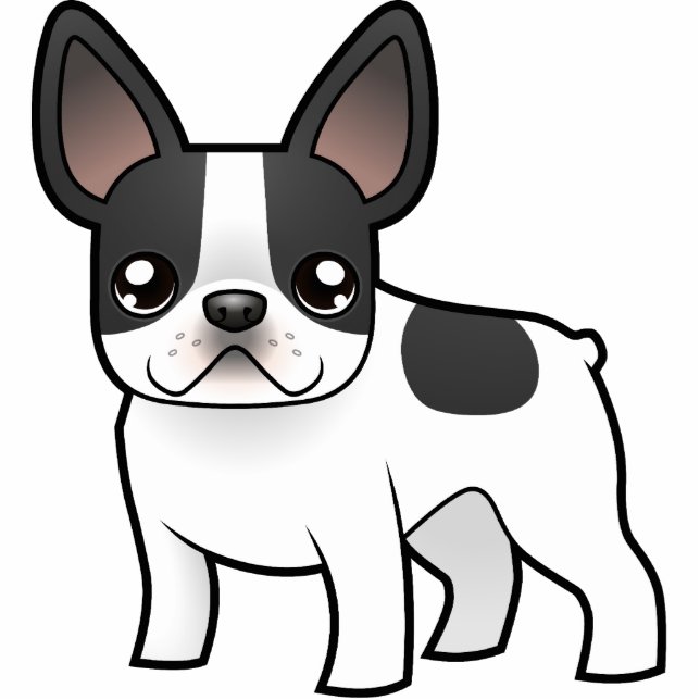 Cartoon French Bulldog Photo Sculpture Magnet (Front)