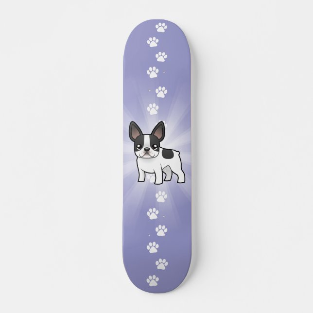 Cartoon French Bulldog Skateboard (Front)