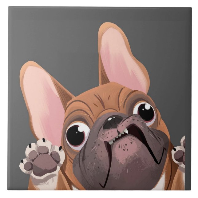 Cartoon French Bulldog Tile (Front)