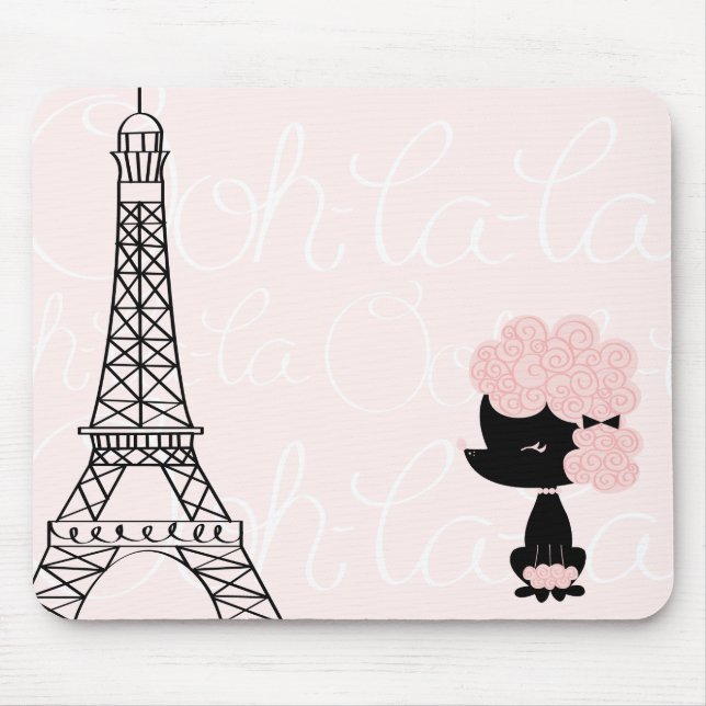 Cartoon French Poodle Mouse Mat (Front)