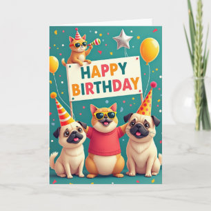 Cartoon Friends Birthday Card