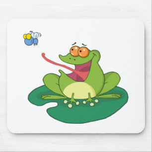 Cartoon Frog Catching Fly Mouse Mat