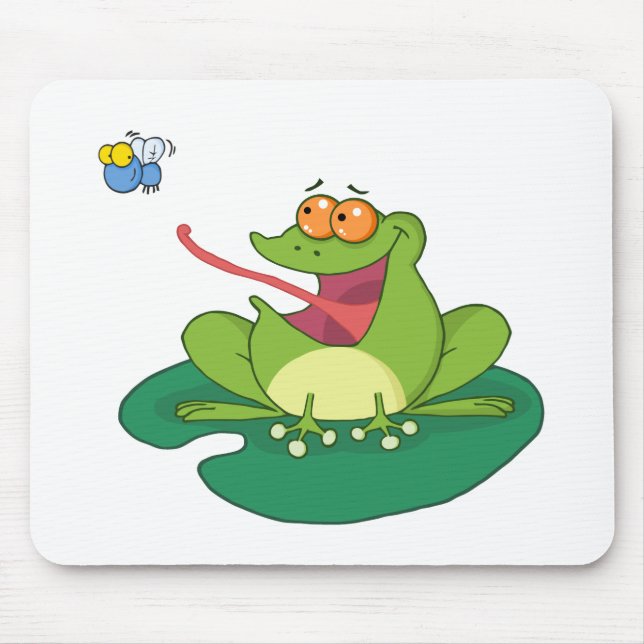 Cartoon Frog Catching Fly Mouse Mat (Front)