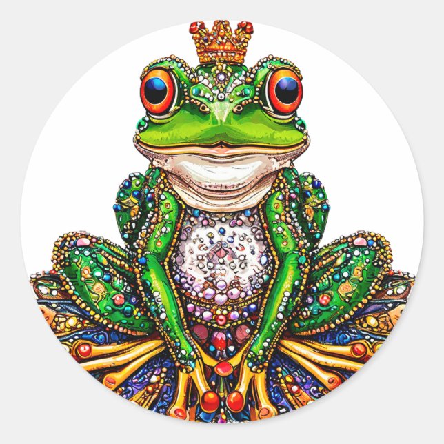Cartoon frog classic round sticker (Front)
