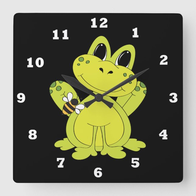 Cartoon frog fun wall clock (Front)