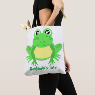 Cartoon Frog Green Cute Tote Bag