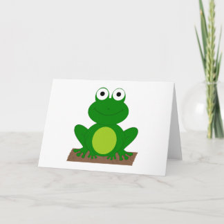 Cartoon frog on a log card