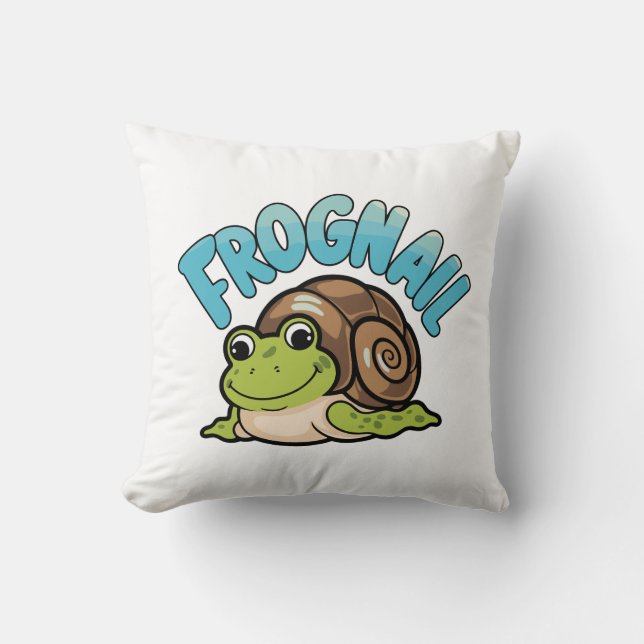 Cartoon Frog with a Snail Shell - Frognail Cushion (Front)