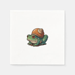 Cartoon Frog with a Snail Shell Napkin