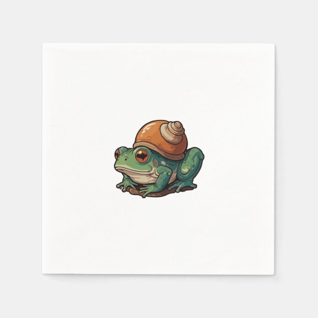 Cartoon Frog with a Snail Shell Napkin (Front)