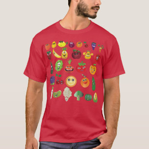Cartoon Fruit And Vegetable Vegan Vegetarian T-Shirt