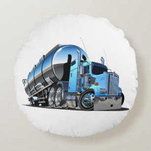 Cartoon fuel truck round cushion