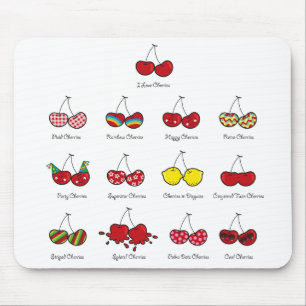 Cartoon Fun Comic Funny Cheeky Red Cherries Cherry Mouse Mat