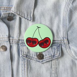 Cartoon Fun & Cool Cheeky Cherries With Sunglasses 7.5 Cm Round Badge