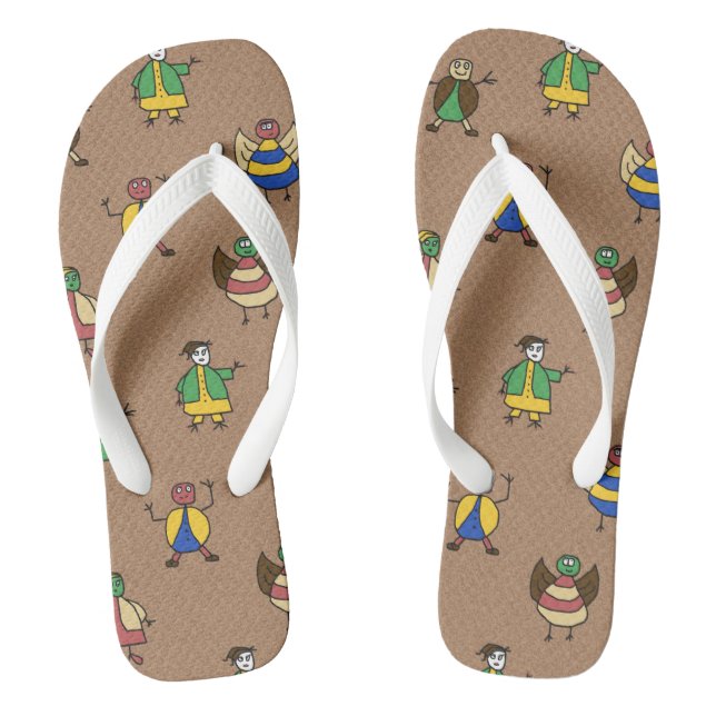 Cartoon Fun Family on any Colour Flip Flops (Footbed)