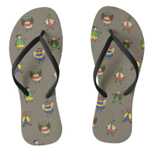 Cartoon Fun Family on any Colour Flip Flops