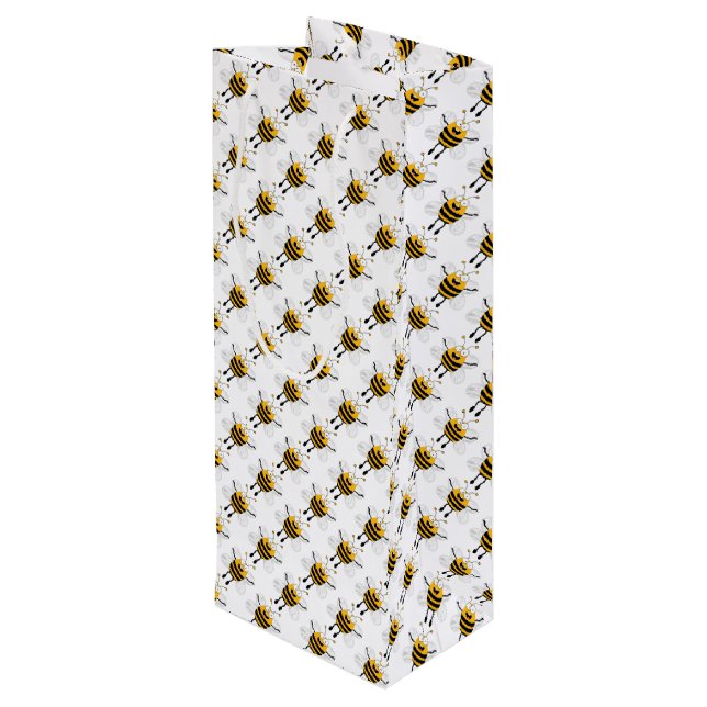 Cartoon funny bee wine gift bag (Back Angled)