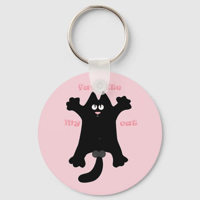 #cartoon #funny # cat throw pillow key ring (Front)