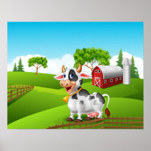 Cartoon funny cow poster