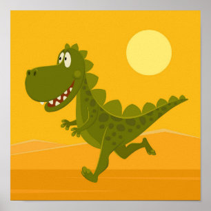 Cartoon Funny Cute Dinosaur Jurassic  Poster