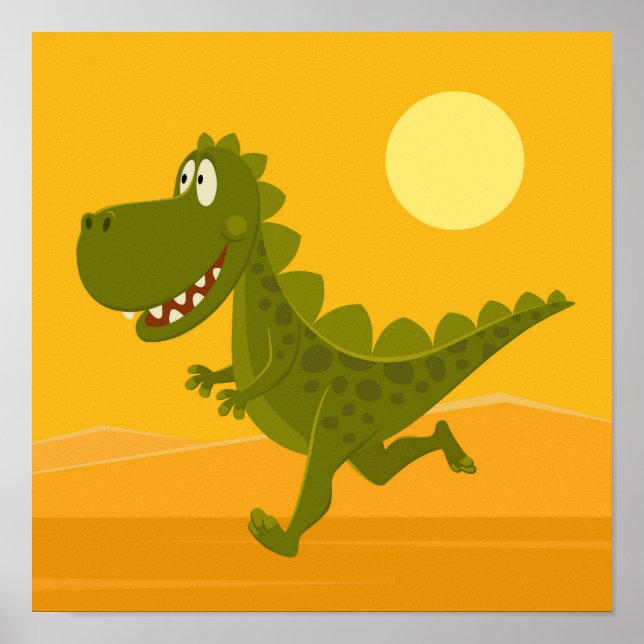Cartoon Funny Cute Dinosaur Jurassic  Poster (Front)