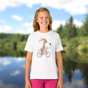 Cartoon Funny Cute Dog Puppy Biking Bicycle T-Shirt