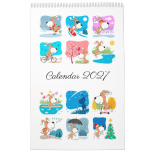 Cartoon Funny Cute Puppy Dog Lover 2027 Calendar