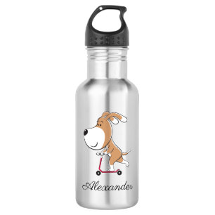 Cartoon Funny Dog Puppy Kick Scooter Back School 5 532 Ml Water Bottle