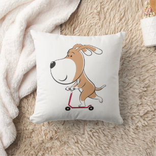 Cartoon Funny Dog Puppy Kick Scooter Kids' Cushion