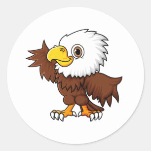 cartoon funny little eagle posing.png classic round sticker