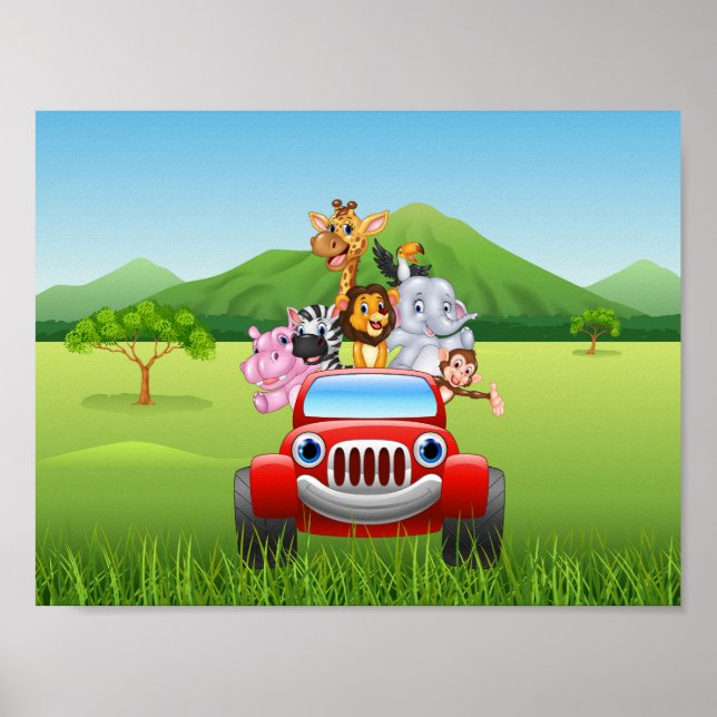 Cartoon funny safari animals poster (Front)