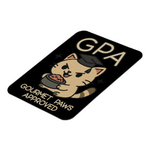 Cartoon Funny Scholar Cat Tuna Paws Magnet