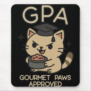 Cartoon Funny Scholar Cat Tuna Paws Mouse Mat