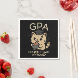 Cartoon Funny Scholar Cat Tuna Paws Napkin