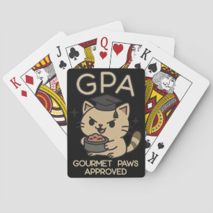 Cartoon Funny Scholar Cat Tuna Paws Playing Cards