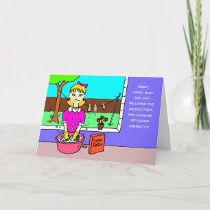 Cartoon Funny Social Distancing Birthday Card