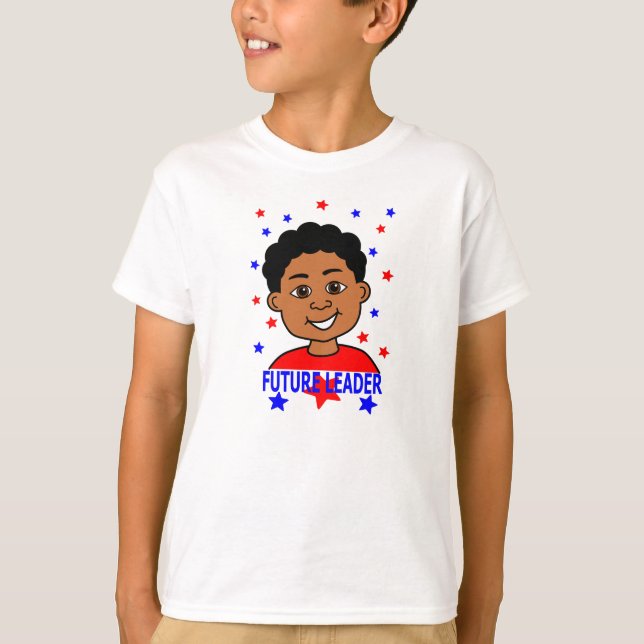 Cartoon Future Leader Boy Smiling T-Shirt (Front)