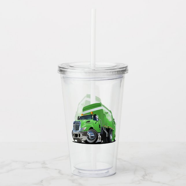Cartoon garbage truck acrylic tumbler (Front)