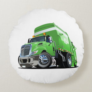 Cartoon garbage truck round cushion
