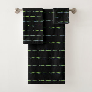 Cartoon Gator Farm Pattern Bath Towel Set