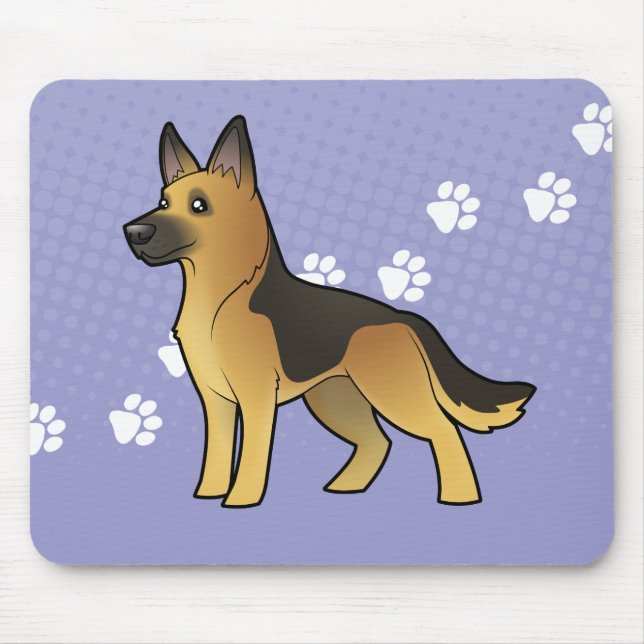 Cartoon German Shepherd Mouse Mat (Front)