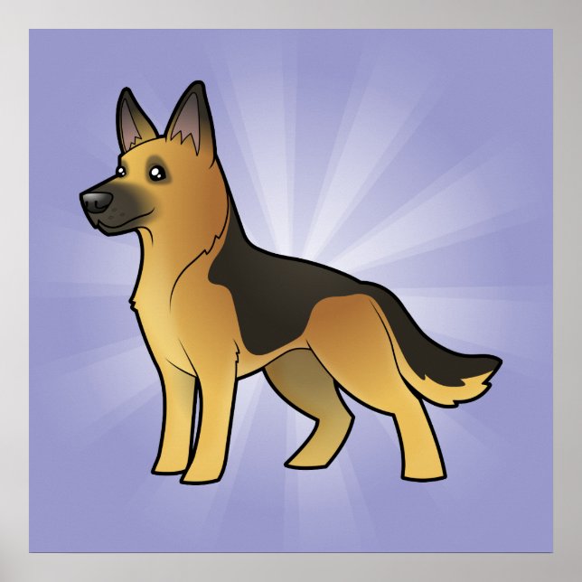 Cartoon German Shepherd Poster (Front)