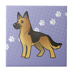Cartoon German Shepherd Tile