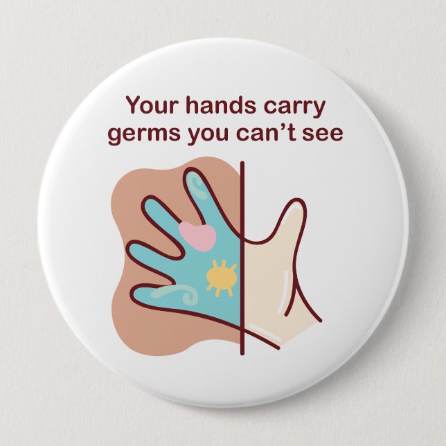 Cartoon Germy Hands Need Washing 10 Cm Round Badge (Front)
