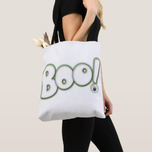 Cartoon Ghost BOO Lettering Halloween Eye Candy Tote Bag