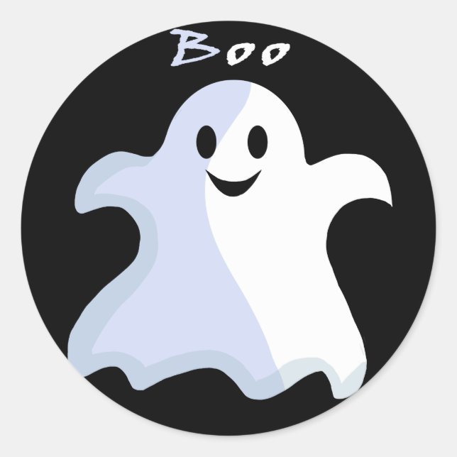 Cartoon Ghost Classic Round Sticker (Front)
