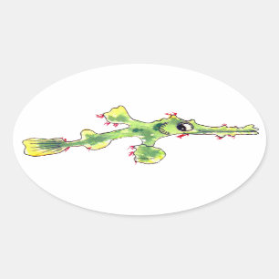 Cartoon Ghost Pipefish Fish Oval Sticker