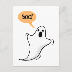 Cartoon ghost saying Boo! postcard