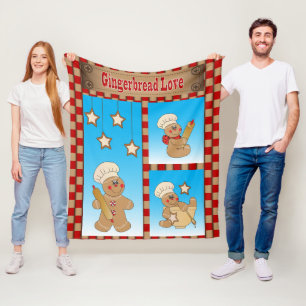 Cartoon Gingerbread Men Bakers Fleece Blanket