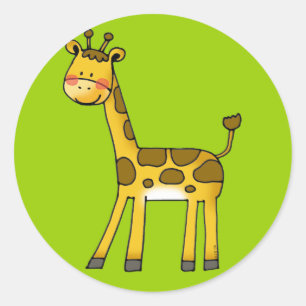 cartoon giraffe classic round sticker